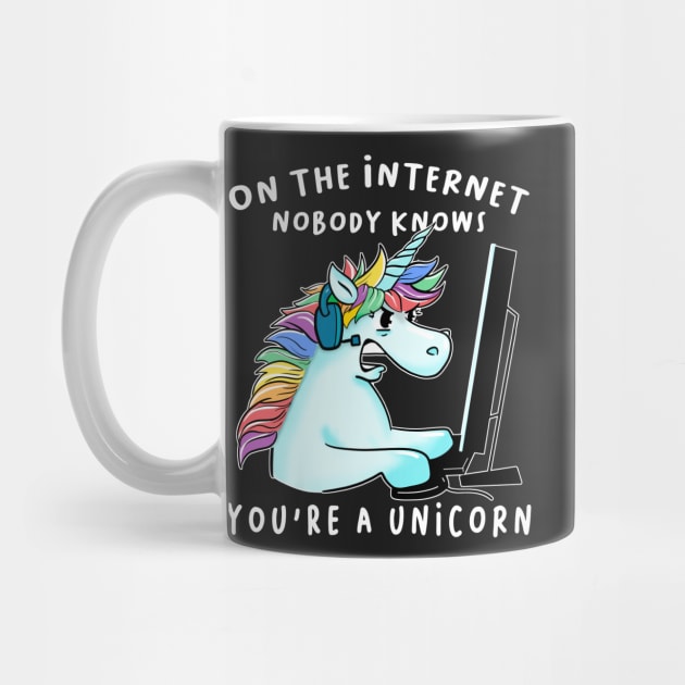 On the internet nobody knows you are a unicorn Unicorn Gamer Funny gamming by SusanaDesigns